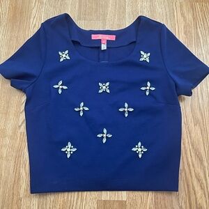 VO JEANS Navy Embellished Women's Top 🔥